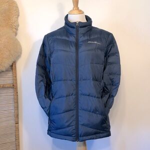 EDDIE BAUER Lightweight Blue 650 Goose Down Zip Front Jacket-Size Large